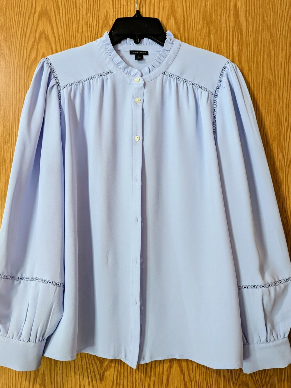 Ann Taylor Pale Purple Ruffled Yoke Button-Down Blouse